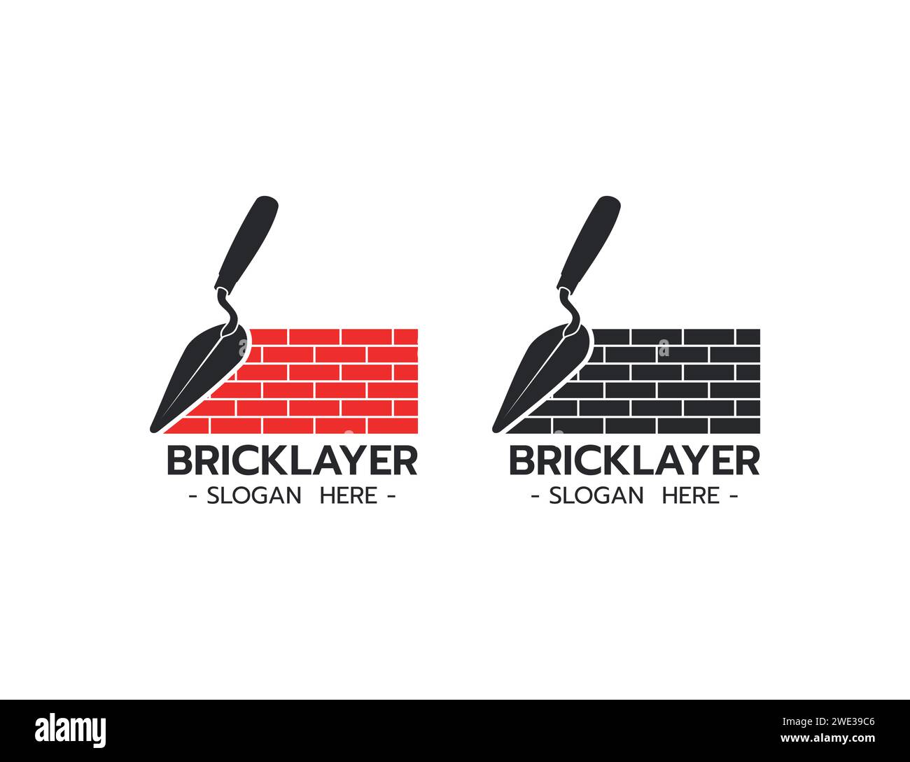 Bricklayer Logo with Trowel Construction Building Concrete Cement concept on white background Vector illustration Stock Vector