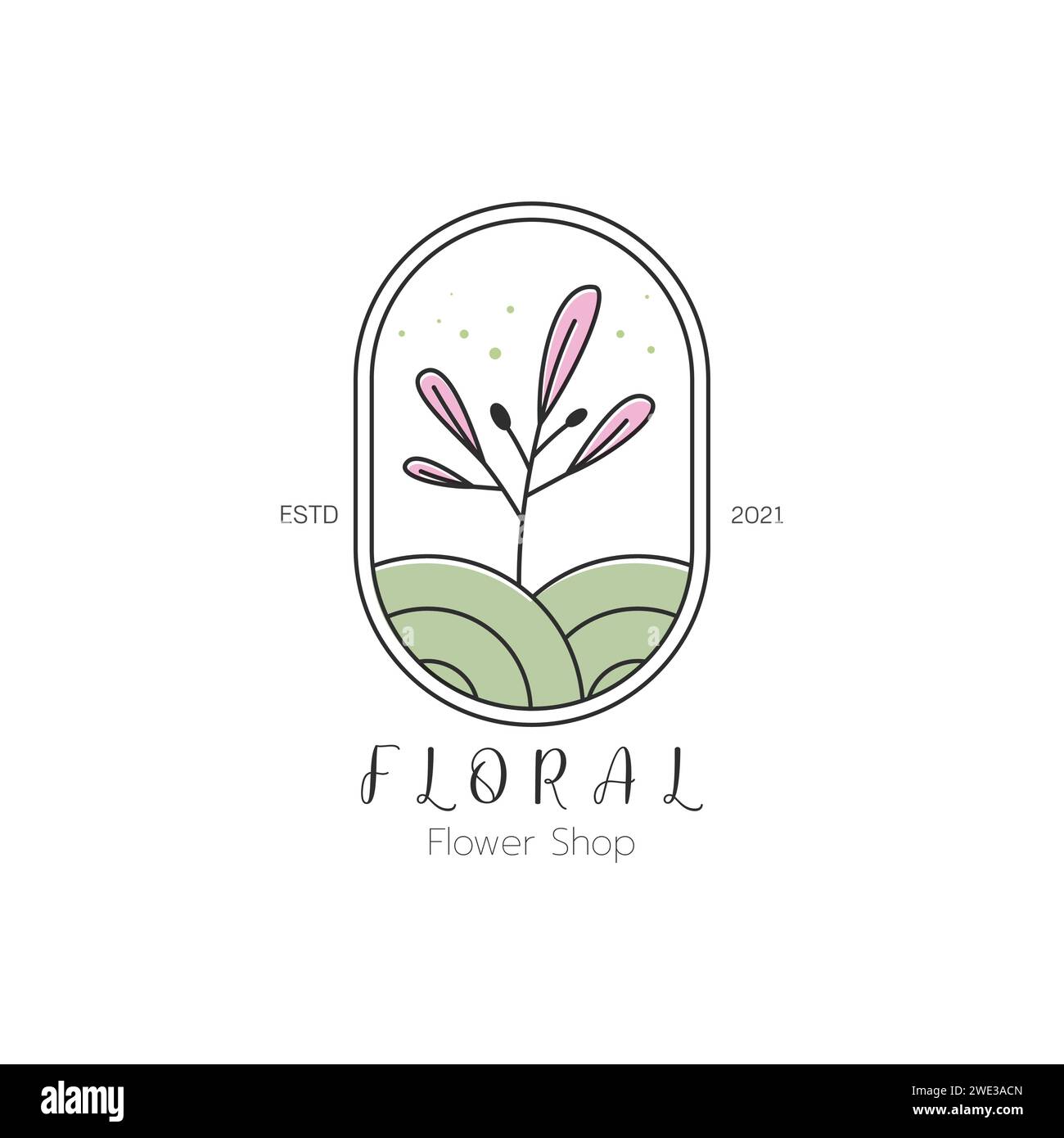 Minimal vector hand drawn of flower logo template for labels, logos and
