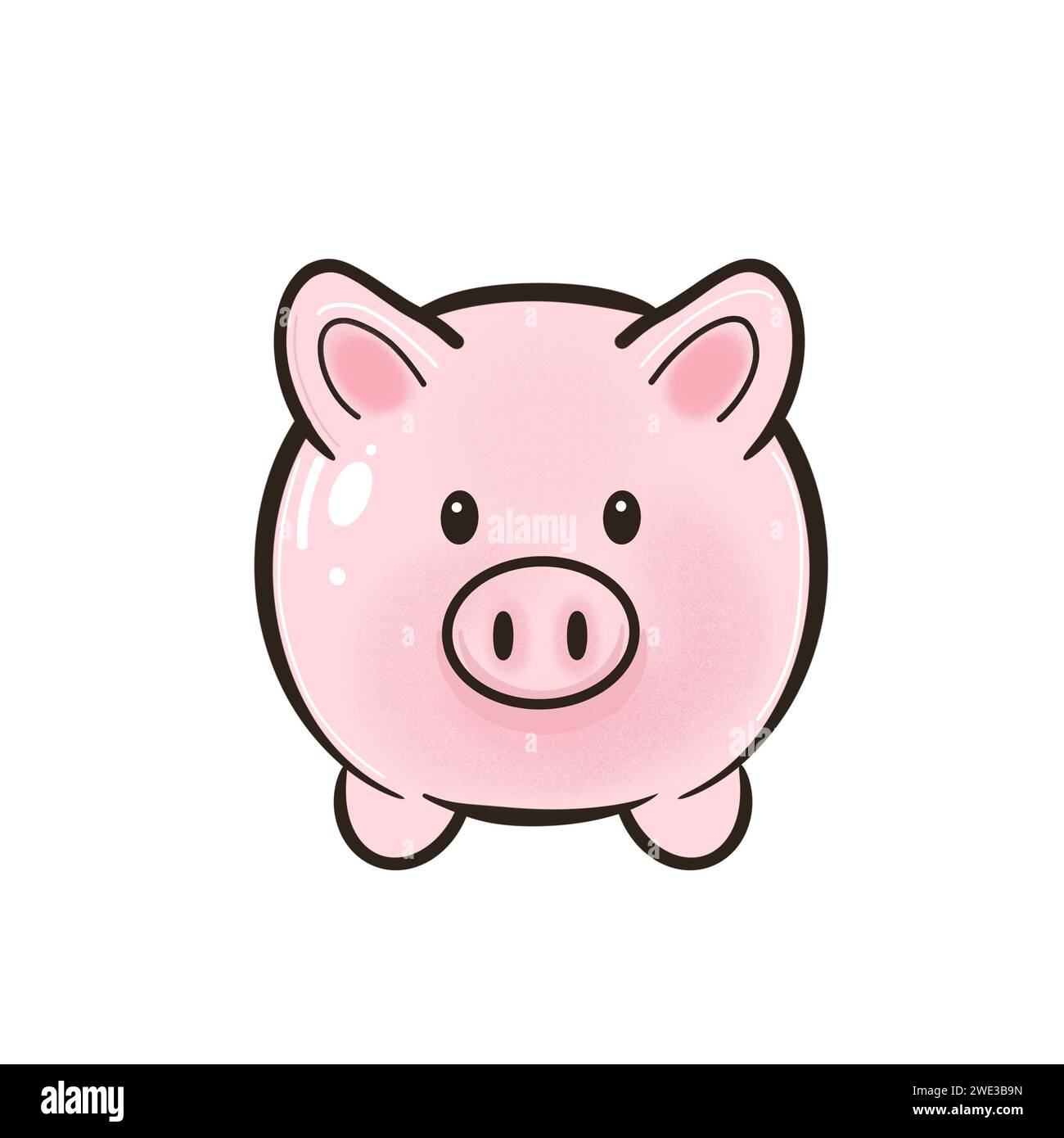 piggy pink cartoon illustration. Pink piggy icon illustration. Stock Photo