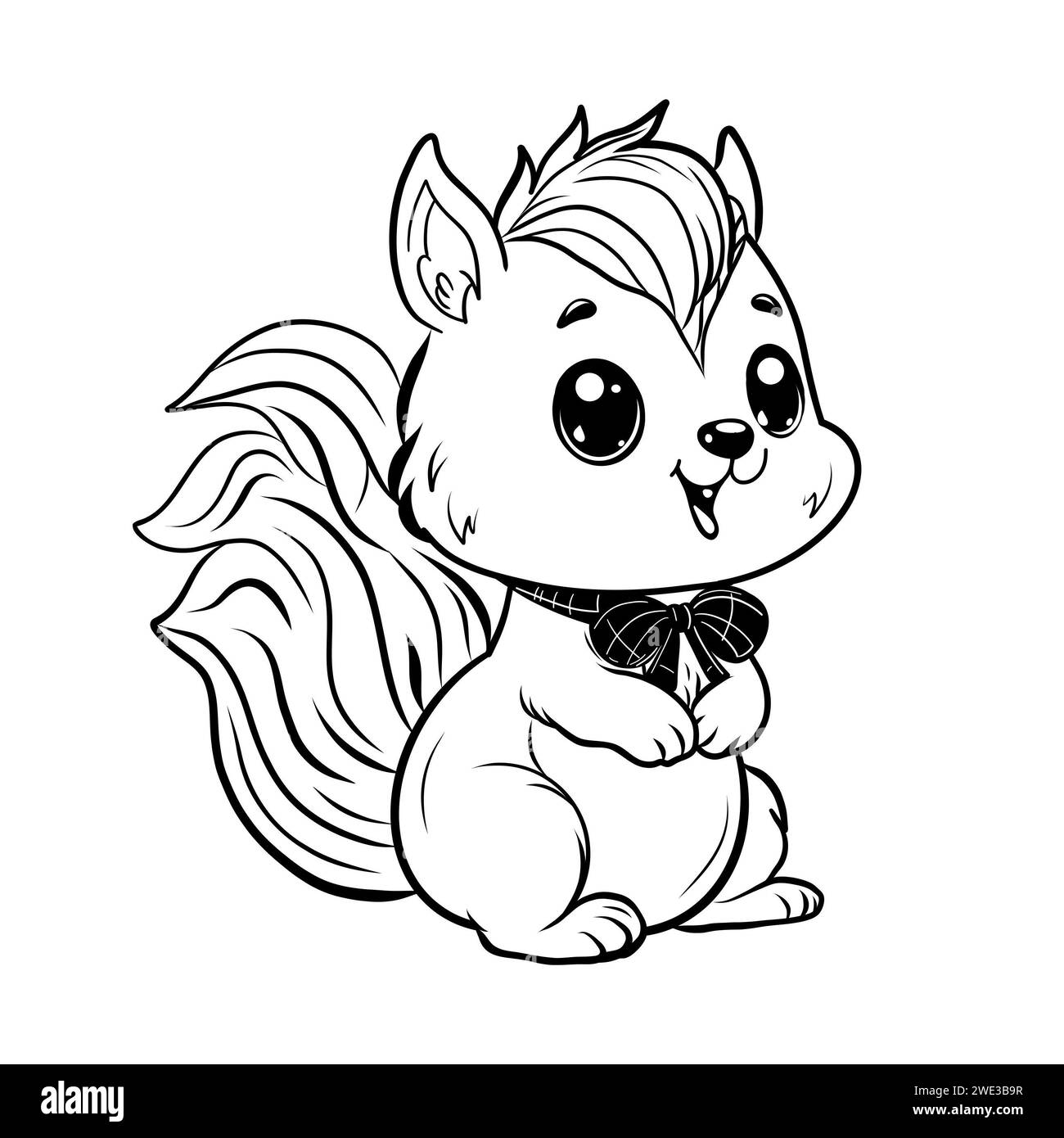 squirrel coloring book for children. Stock Photo