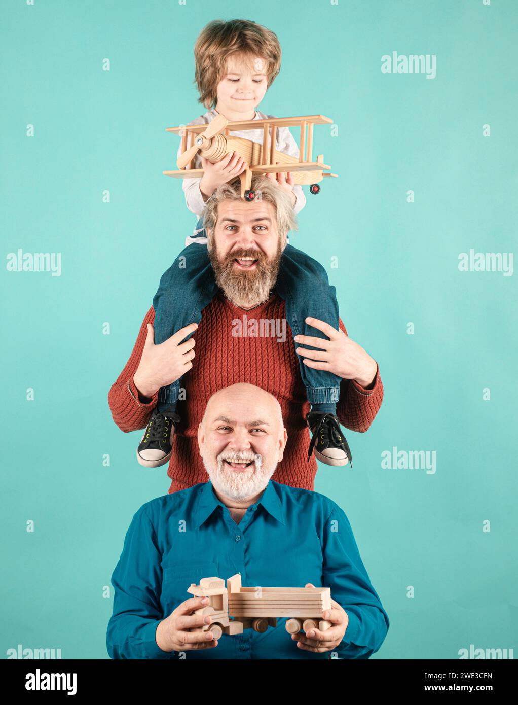 Grandfather son piggyback ride hi-res stock photography and images - Alamy