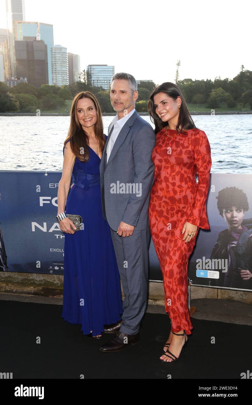 Sydney, Australia. 23rd January 2024. Rebecca Gleeson, Eric Bana and Sophia Banadinovich arrive