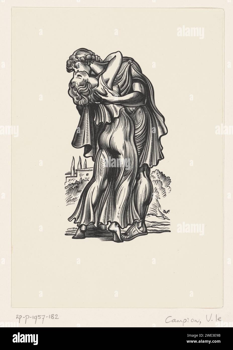 Two loved ones, Valentin Le Campion, 1950 print Paris paper (lovers