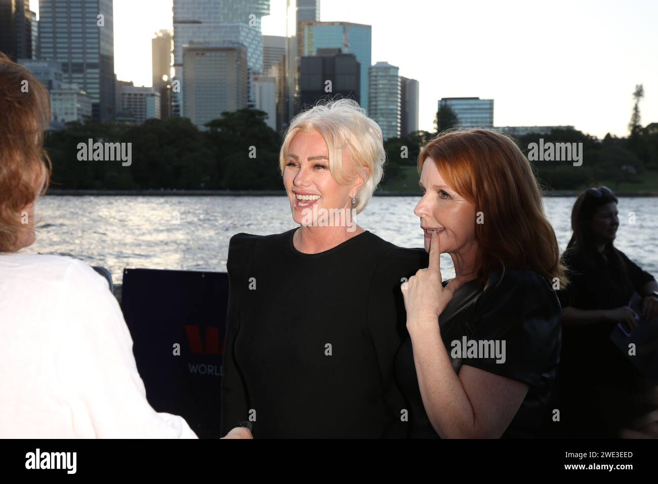 Sydney, Australia. 23rd January 2024. Deborra-Lee Furness and Jacqueline McKenzie arrive on the red carpet for the Sydney Premiere of Force of Nature: The Dry 2 at Westpac OpenAir Sydney, Mrs Macquaries Point Royal Botanic Garden, Sydney. Credit: Richard Milnes/Alamy Live News Stock Photo