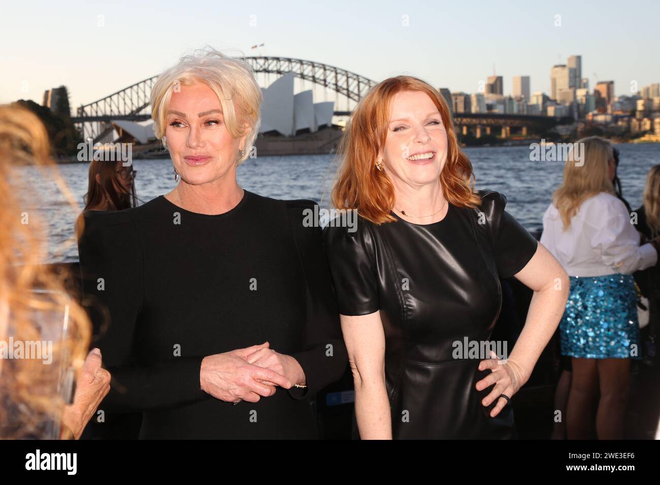 Sydney, Australia. 23rd January 2024. Deborra-Lee Furness and Jacqueline McKenzie arrive on the red carpet for the Sydney Premiere of Force of Nature: The Dry 2 at Westpac OpenAir Sydney, Mrs Macquaries Point Royal Botanic Garden, Sydney. Credit: Richard Milnes/Alamy Live News Stock Photo