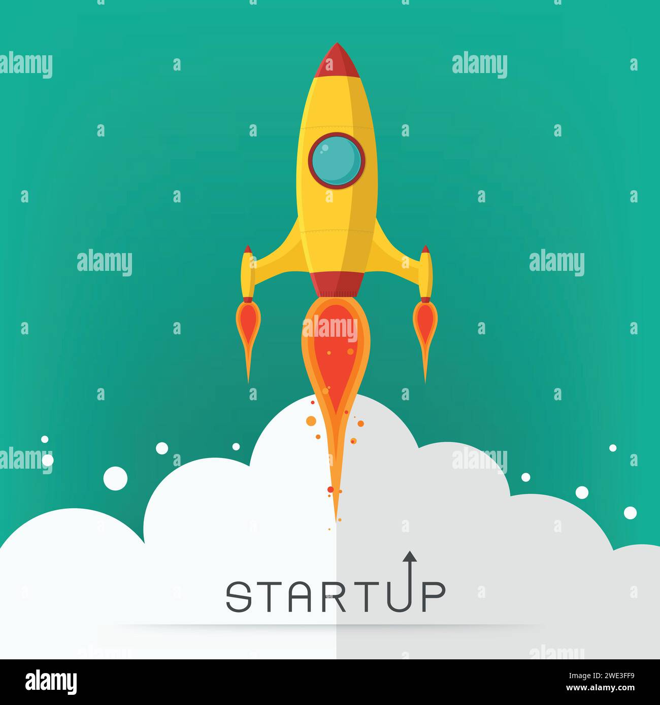 Rocket ship in a flat style.Vector illustration with flying rocket ...