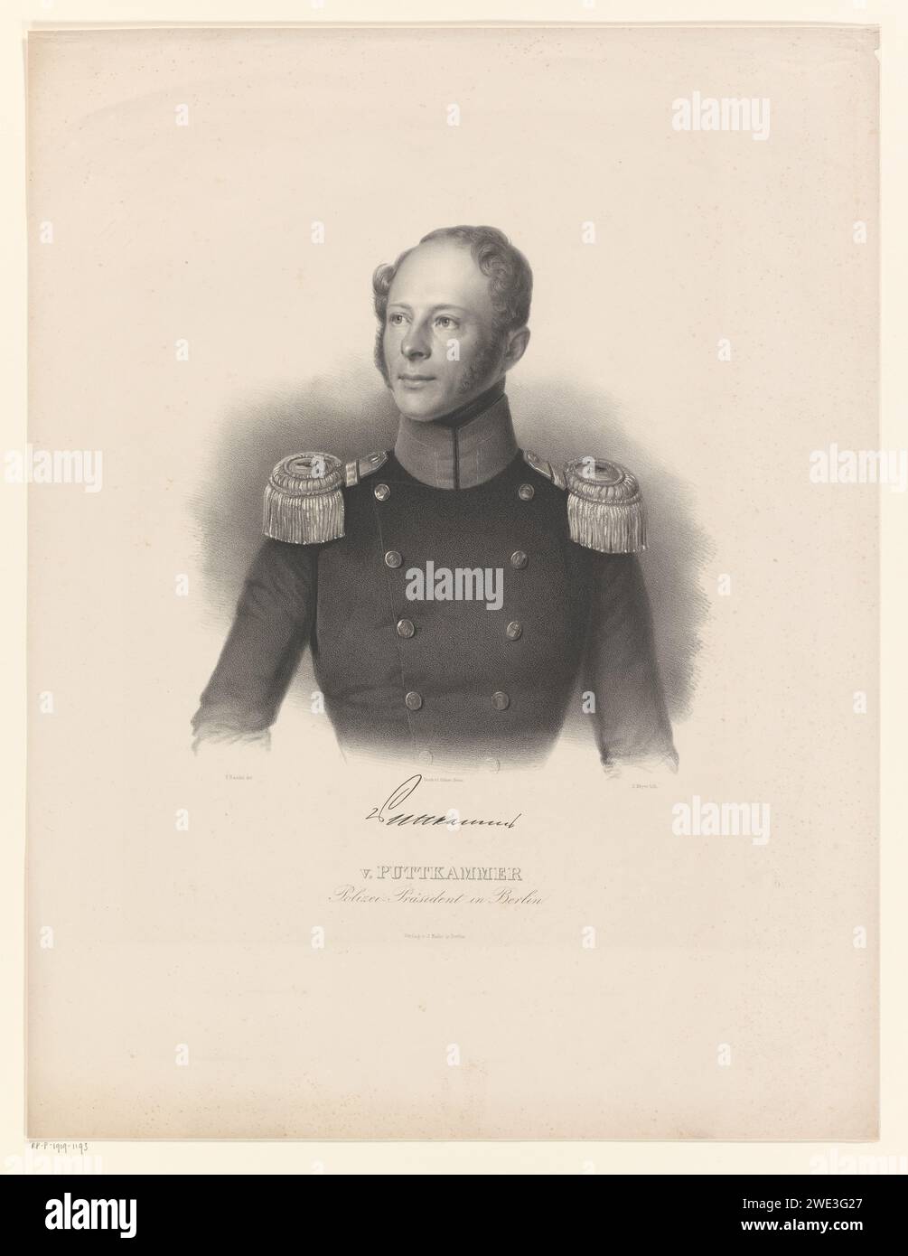 PortraT van Eugen von Puttkamer, E. Meyer, F. Randel, c. 1820 - c. 1840 print Signature in facsimile. Berlin paper  historical persons. adult man Stock Photo