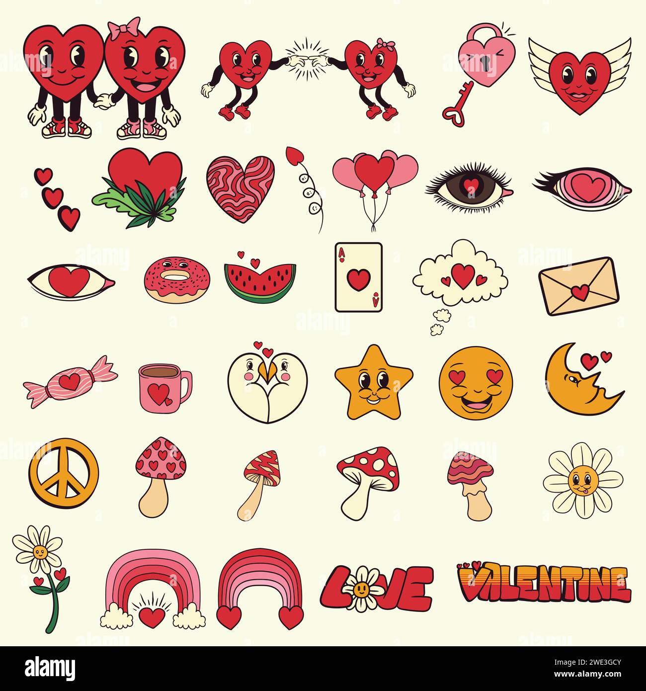 Set valentine element collection vector illustration for your company or brand Stock Vector