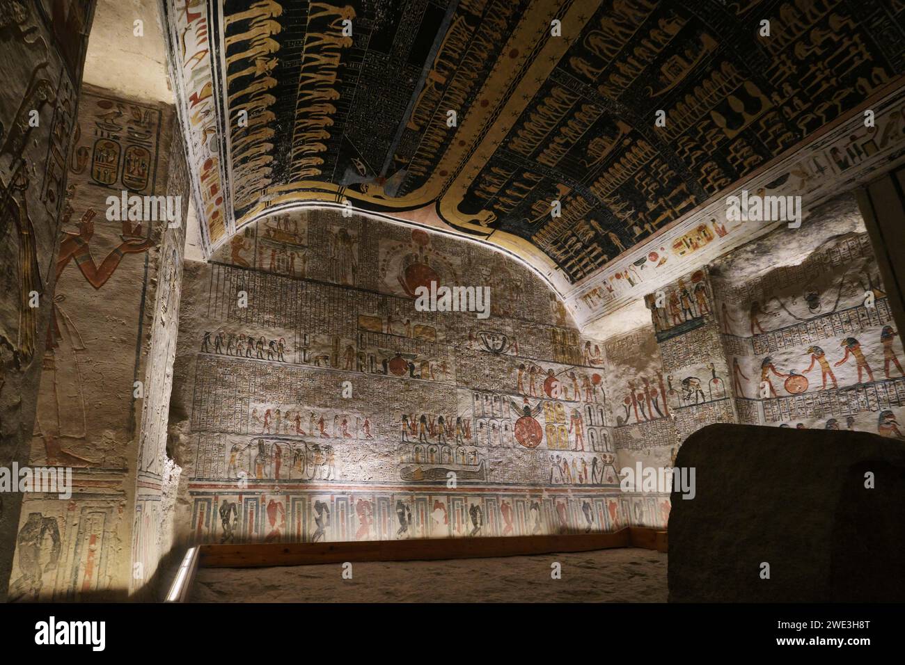 Luxor, Egypt - January 2, 2024: Colorful hieroglyphs on the wall in ...