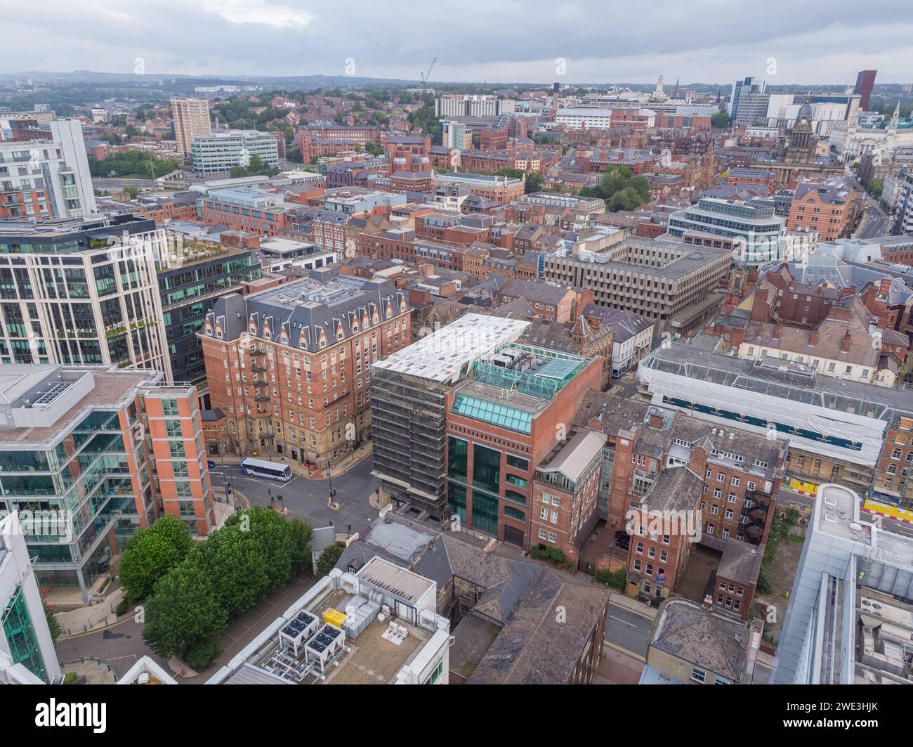 Aerial image of Central Square, Whitehall QuayLeeds city centre, Yorkshire, UK Stock Photo