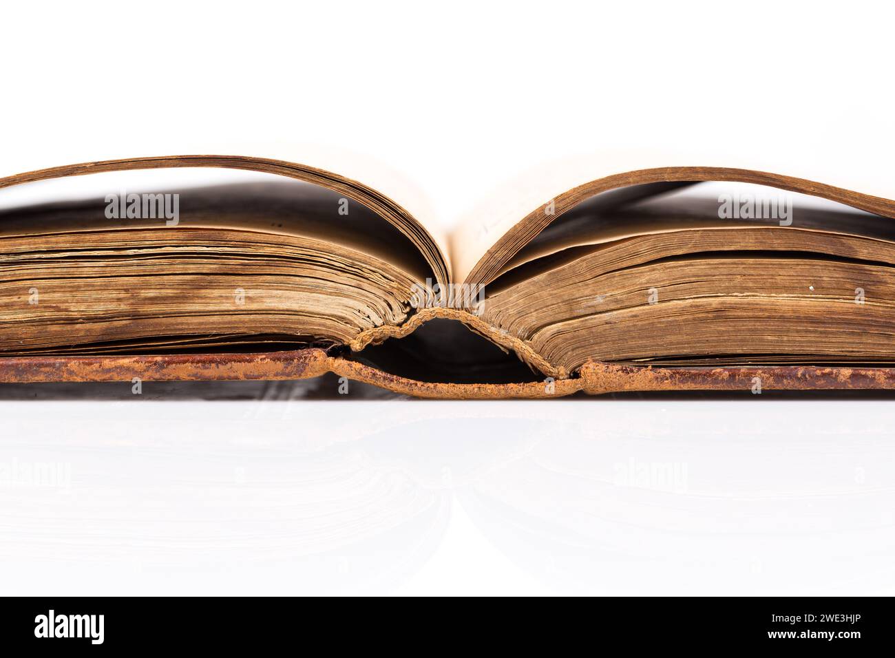 Open old book blank on white background Stock Photo - Alamy