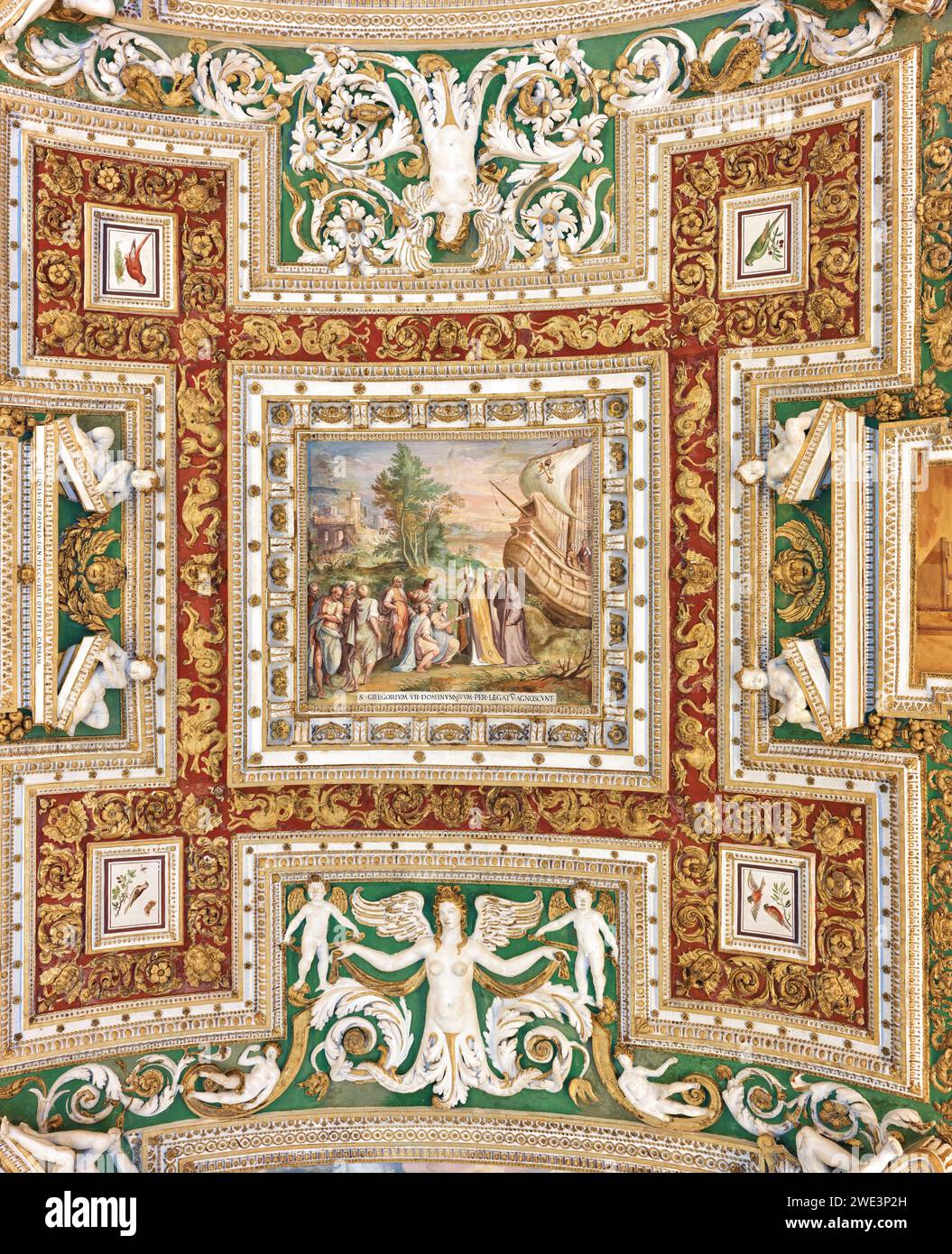 Ceiling painting Pope St Gregory - Ceiling Painting Pope St Gregory Vii And Decorations In The Gallery Of Geographical Maps Vatican Museum Rome Italy 2WE3P2H 