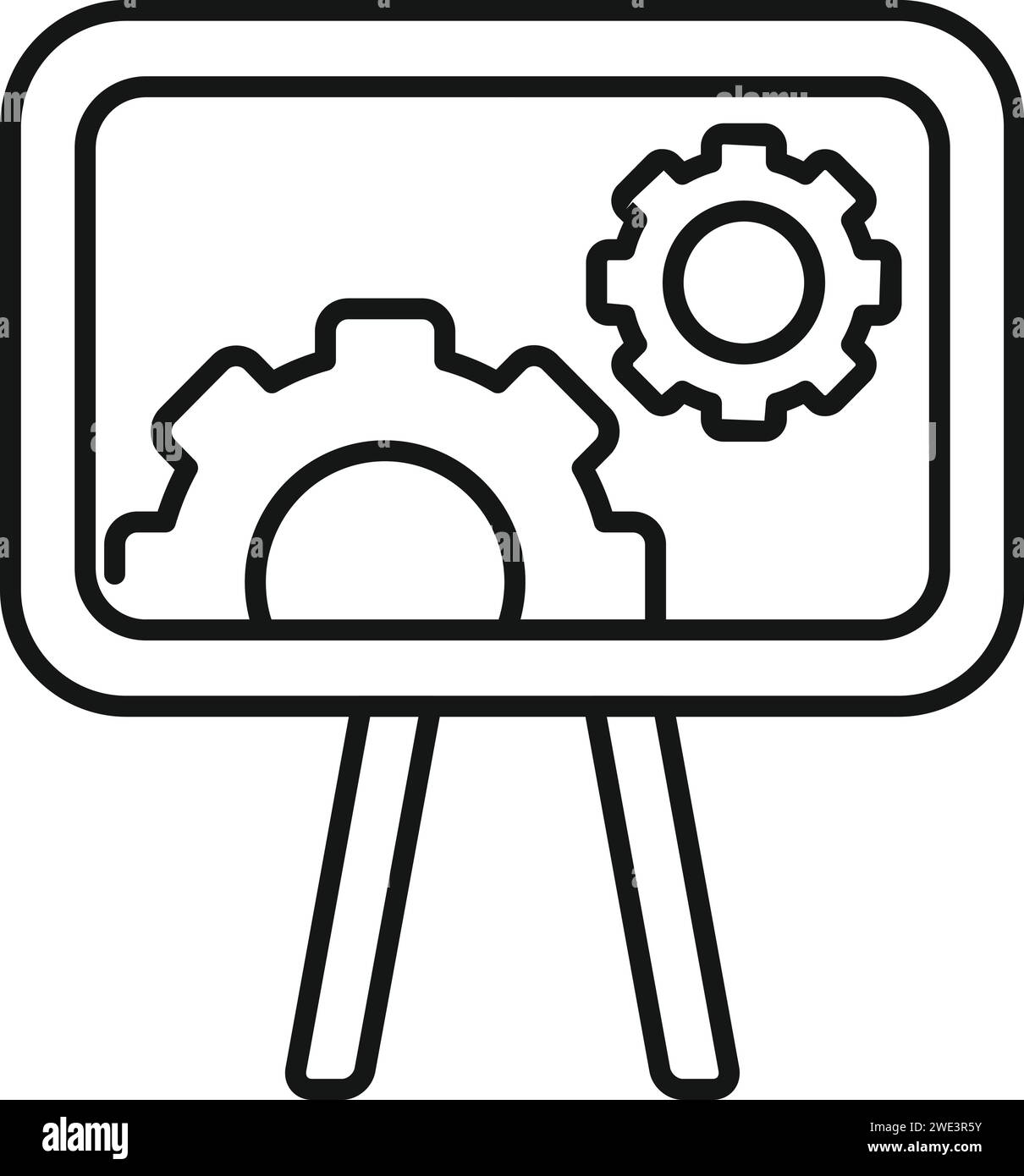 Data gear board icon outline vector. Audience content. Seo engine Stock ...