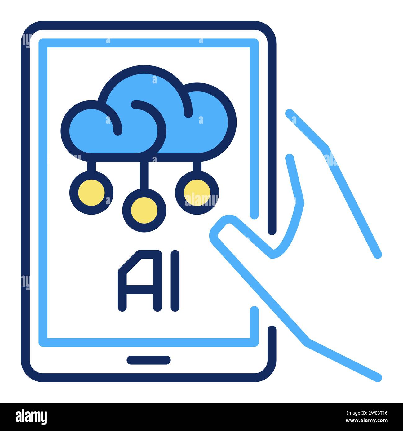 Hand holding AI Smartphone vector Artificial Intelligence concept ...