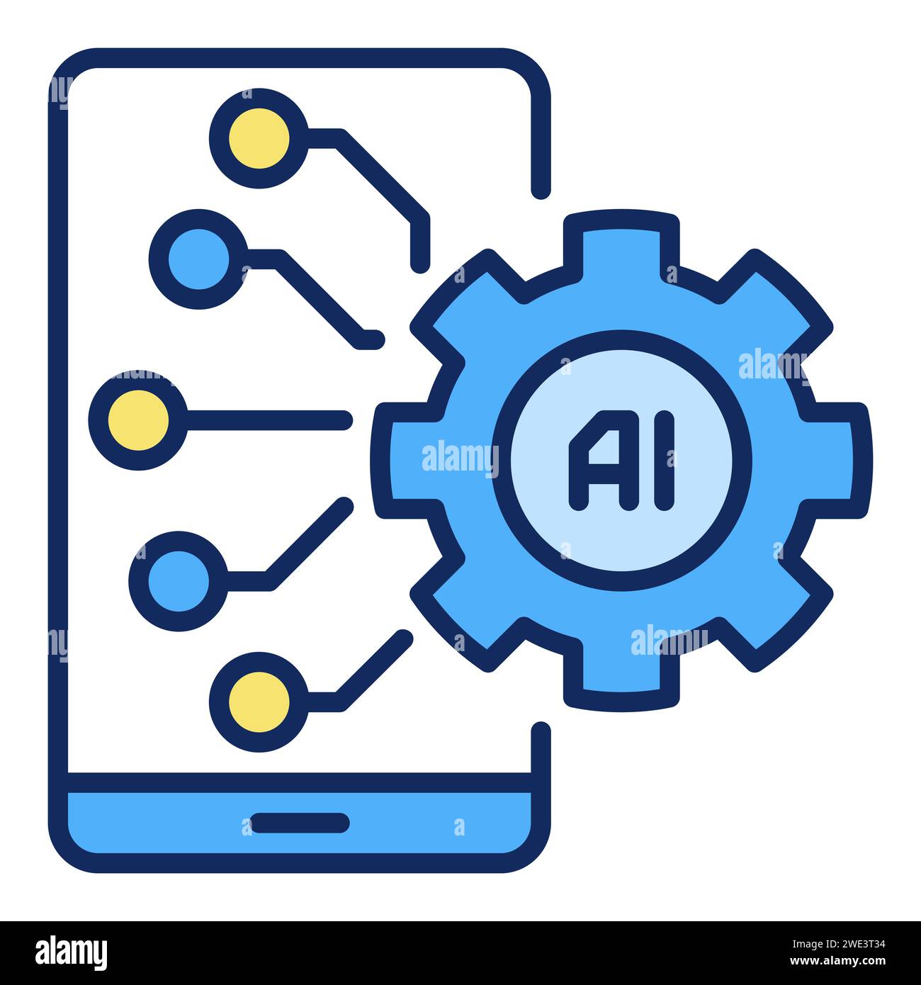 AI Smartphone with Gear vector Artificial Intelligence Settings concept colored icon or design element Stock Vector