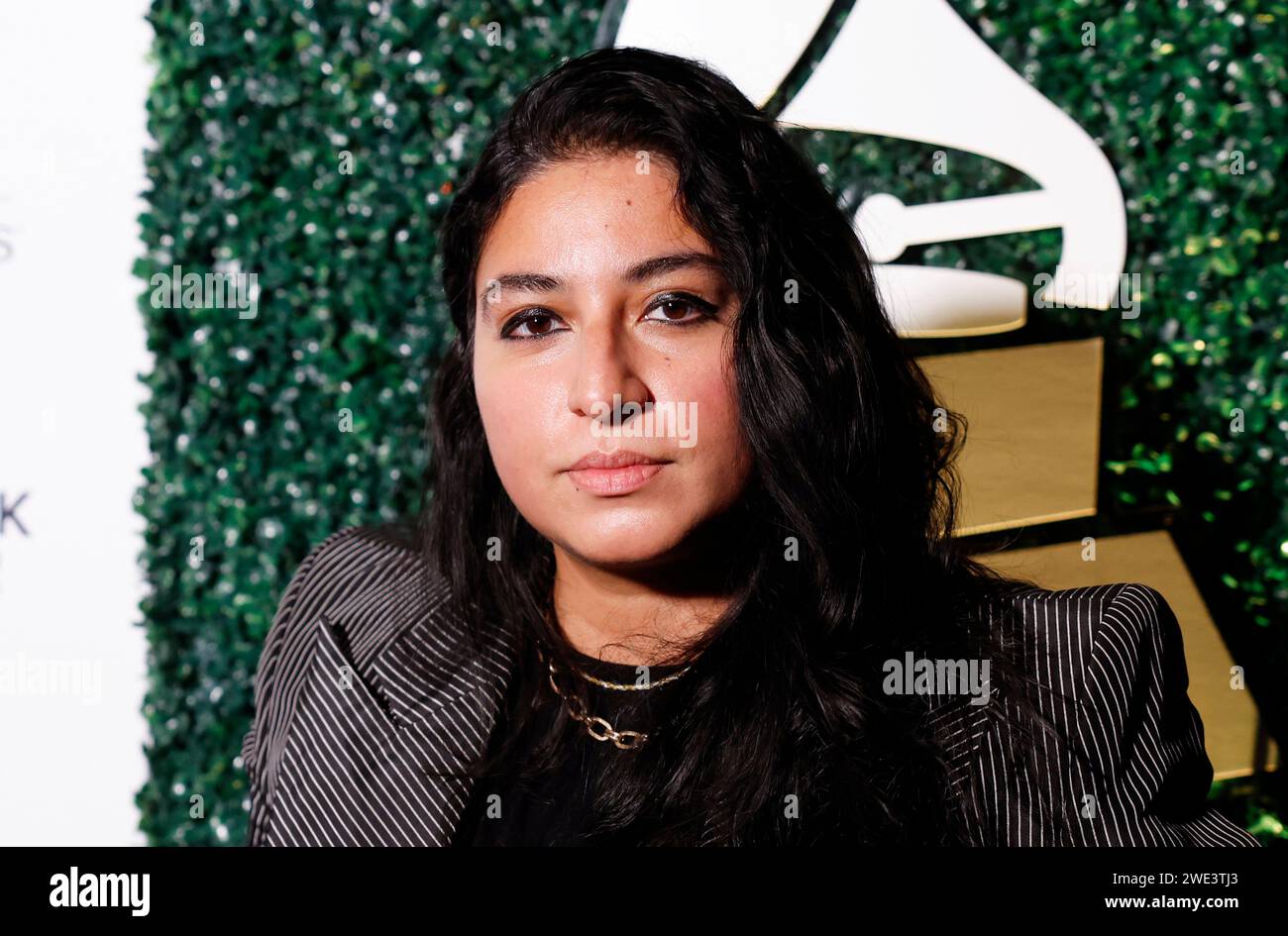 New York, United States. 22nd Jan, 2025. Arooj Aftab arrives on the red