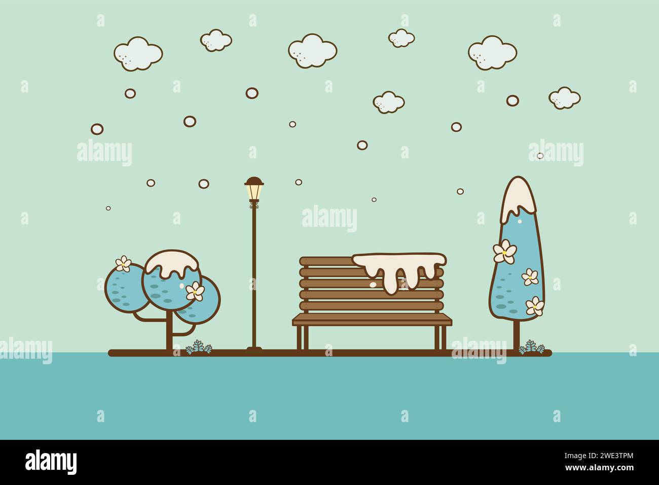 winter Park. Natural landscape in the flat style. a beautiful park