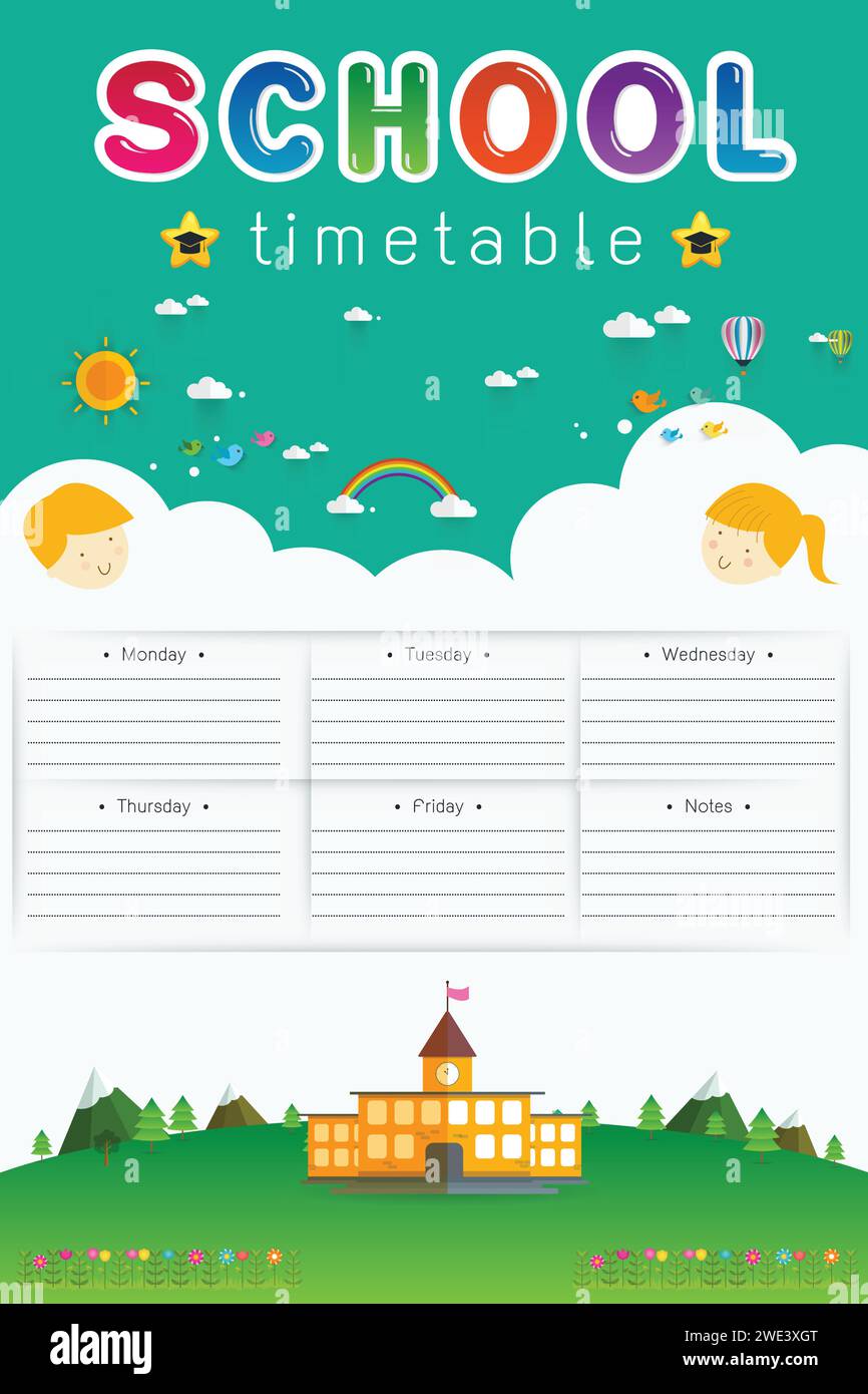 background frame design of School Timetable, Schedule,Weekly school