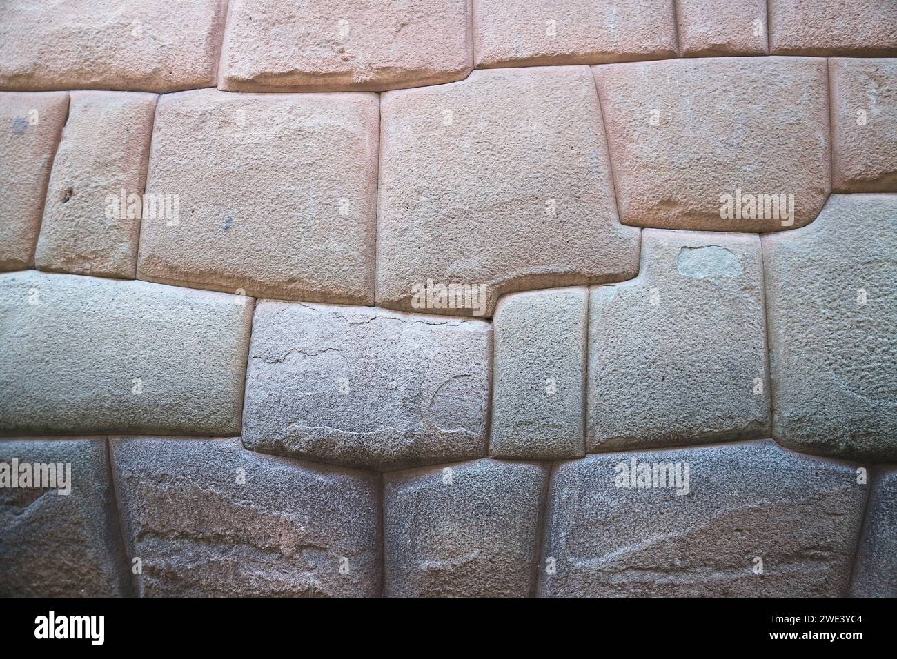 Amazing Inca Stone Masonry Wall in the Historic Center of Cuzco, Peru, South America Stock Photo