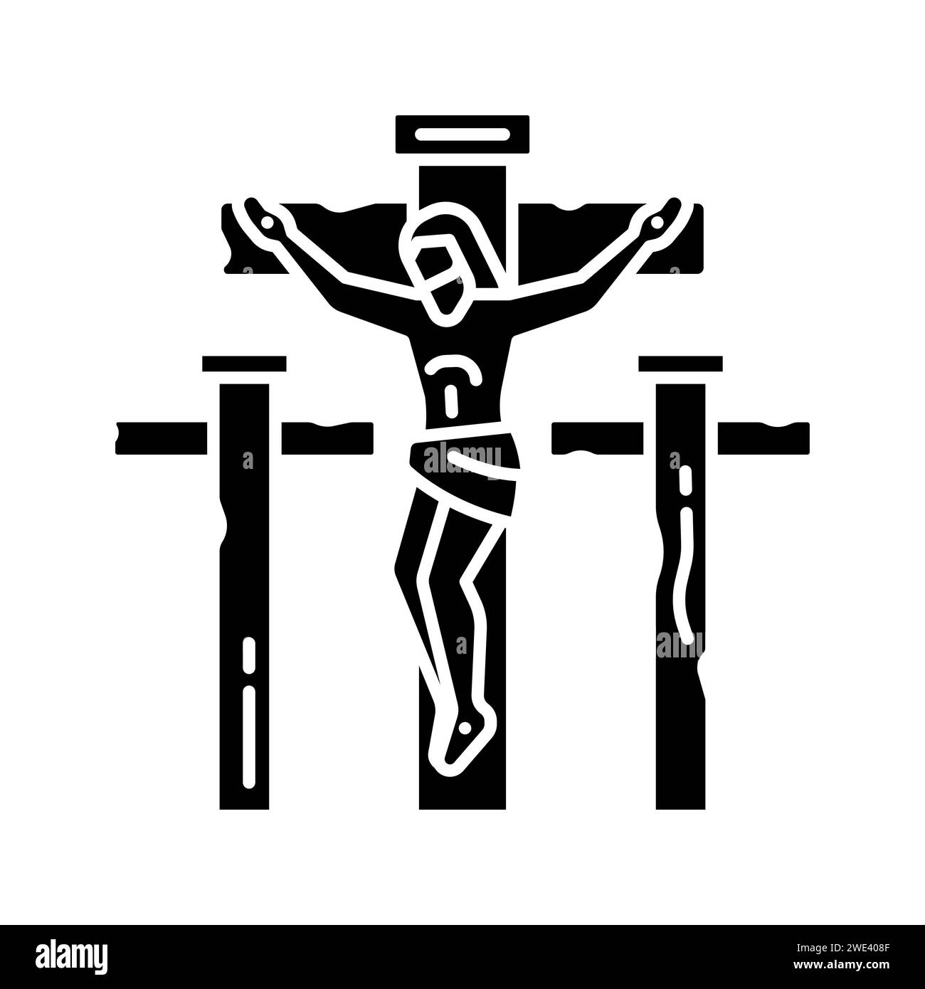 Crucifixion of Jesus black glyph icon Stock Vector