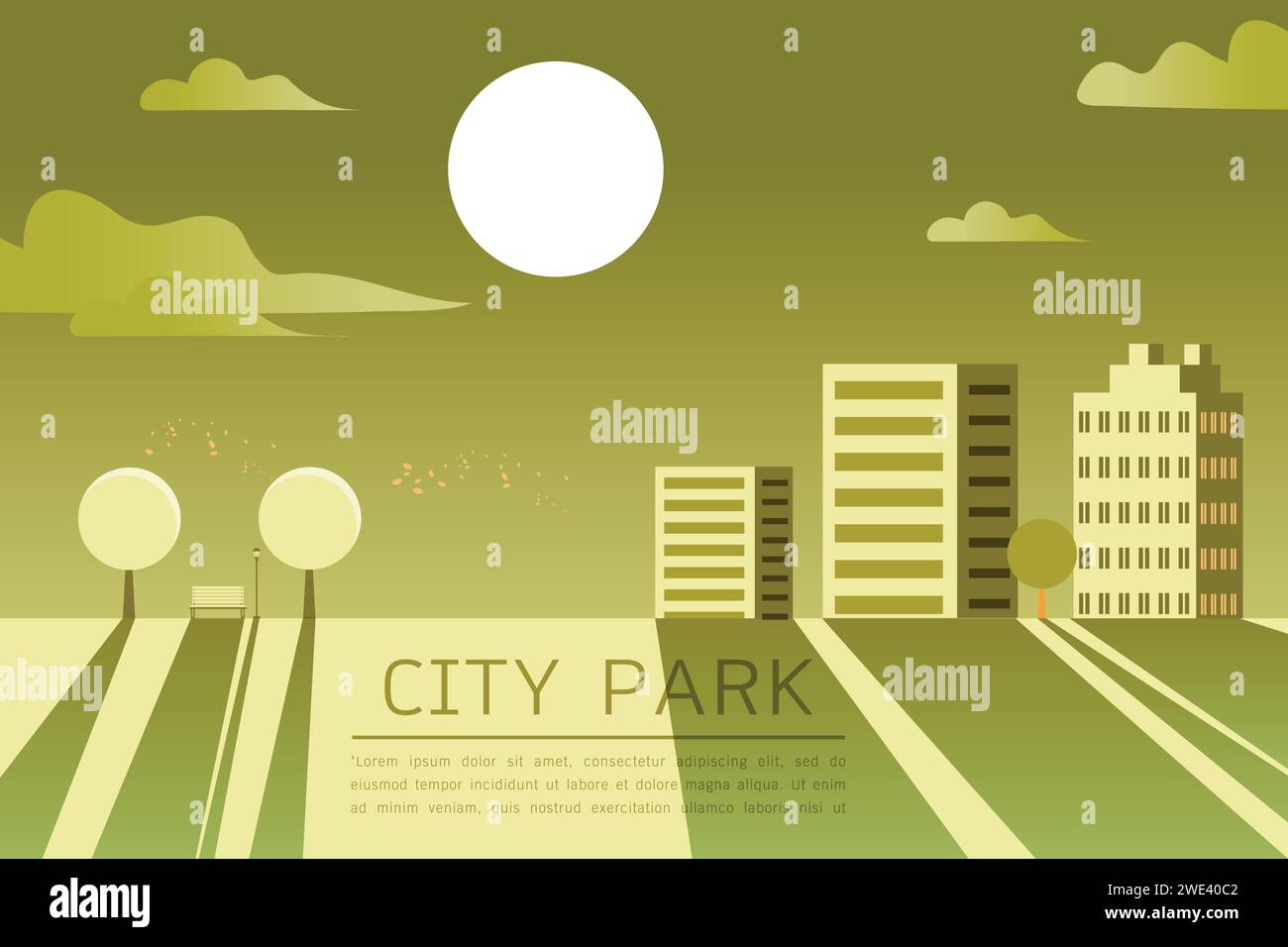 Beautiful City Park horizontal Nature landscape Natural landscape flat ...