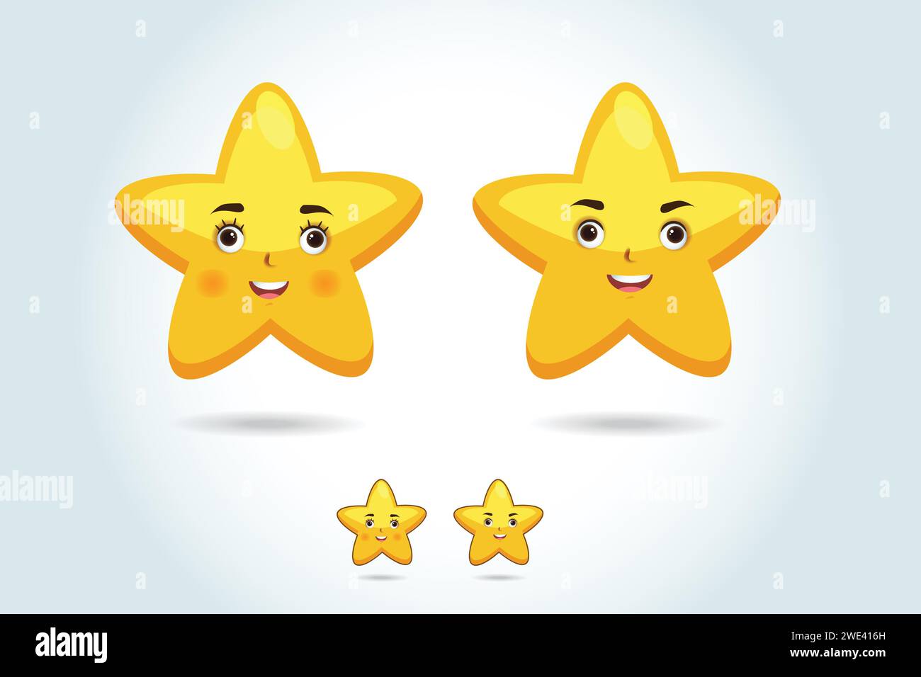 Cartoon Star Character Kids Fun Education Party Reaching Success on ...