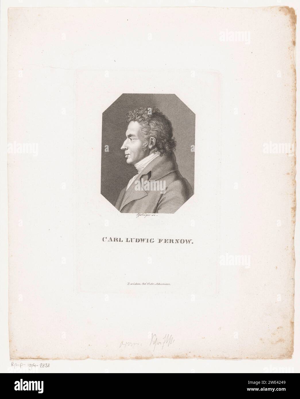 PortraT van Carl Ludwig Fernow, Martin Esslinger, 1818 - 1832 print  Zwickau paper steel engraving historical persons Stock Photo