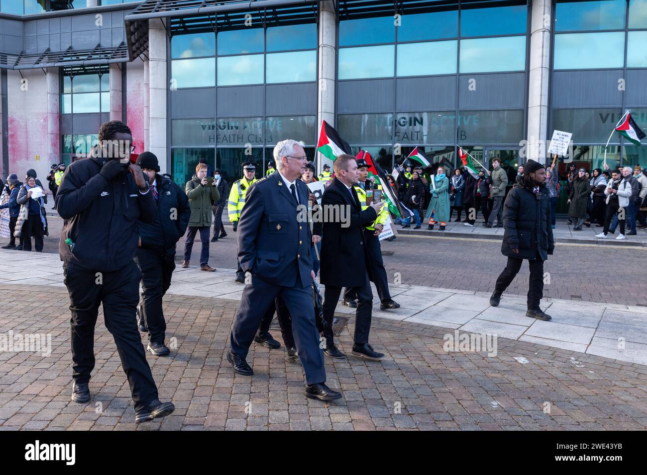 Twickenham, UK. 22nd January, 2024. Security guards a Swedish