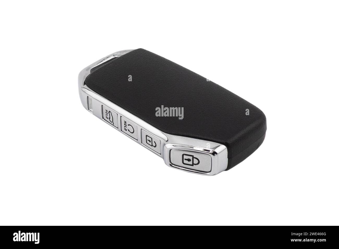 Modern wireless car key ignition isolated on white background. Wireless