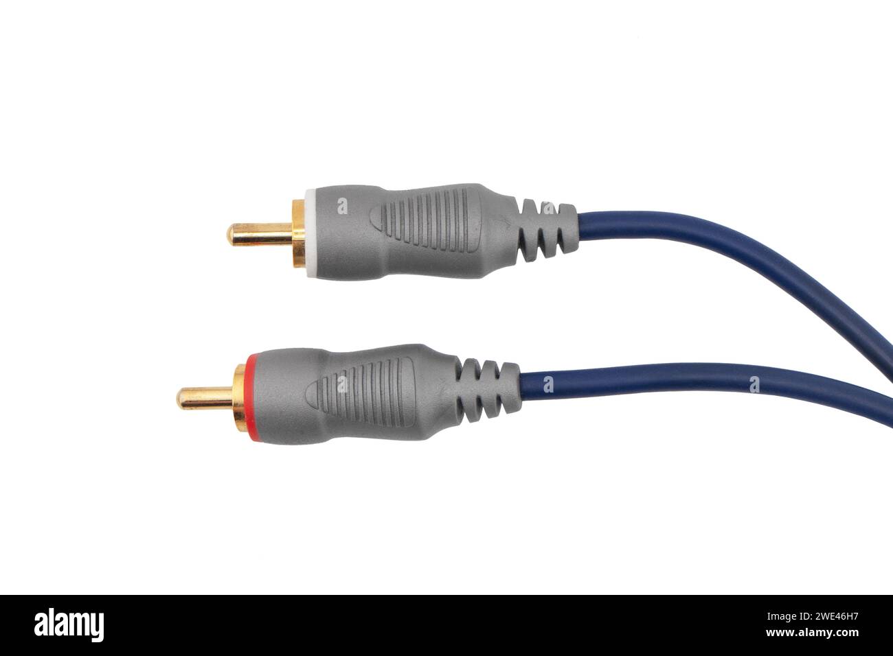 RCA stereo jack input cable isolated on white background. RCA composite