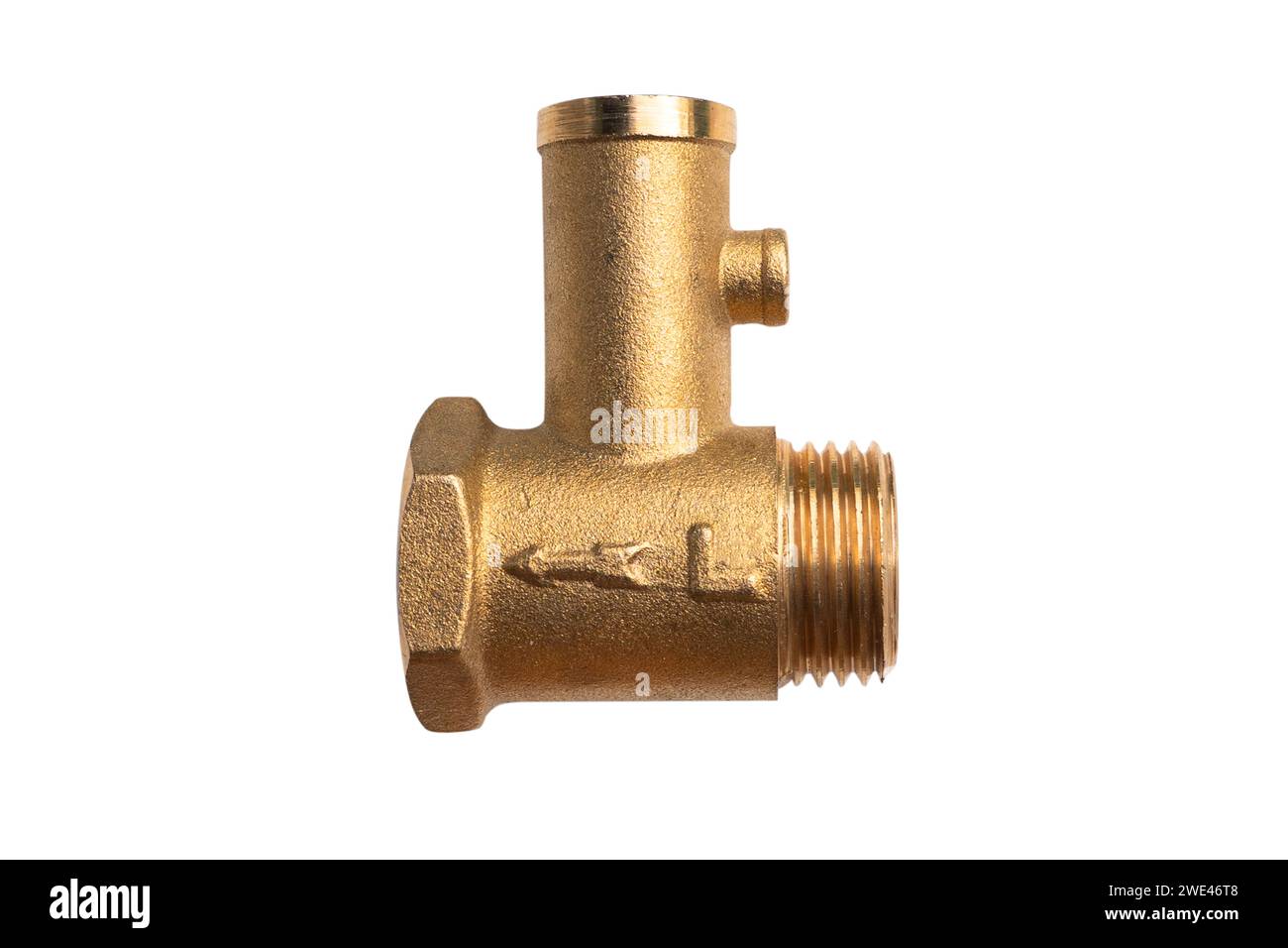 Bronze plumbing fitting for pipes isolated on white background. Brass