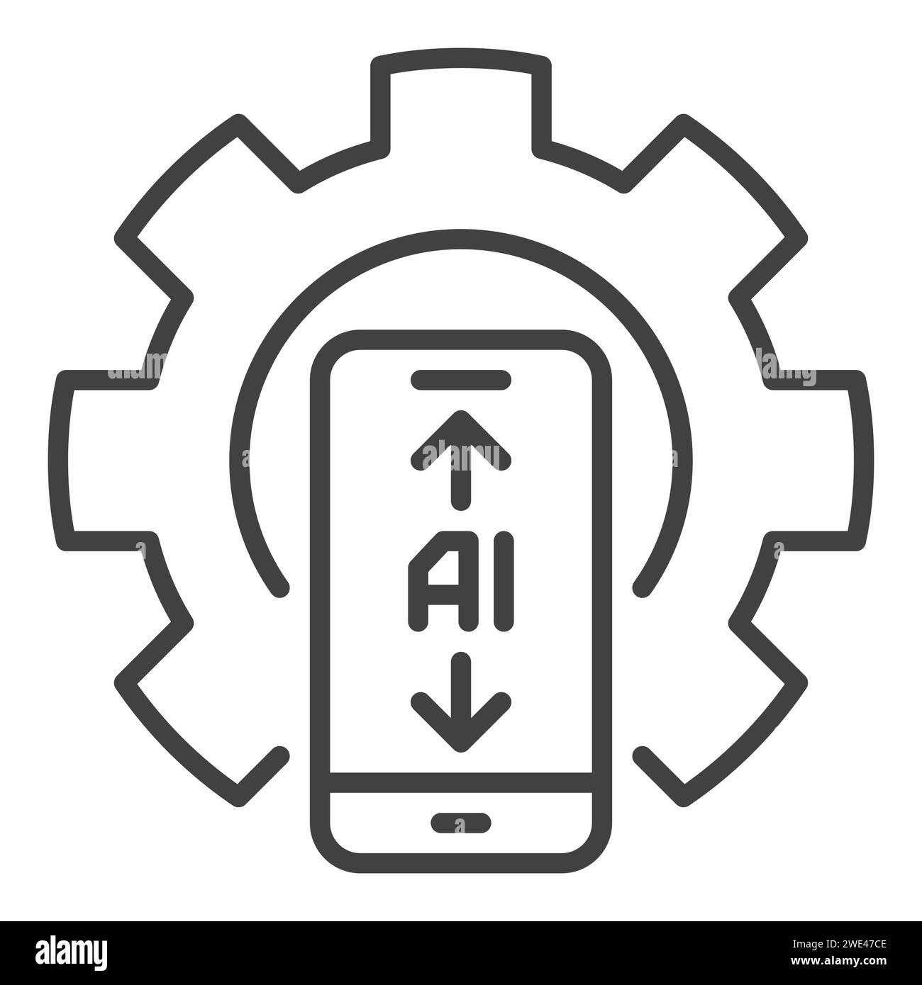 Cog Wheel and AI Smartphone vector Artificial Intelligence in Phone ...
