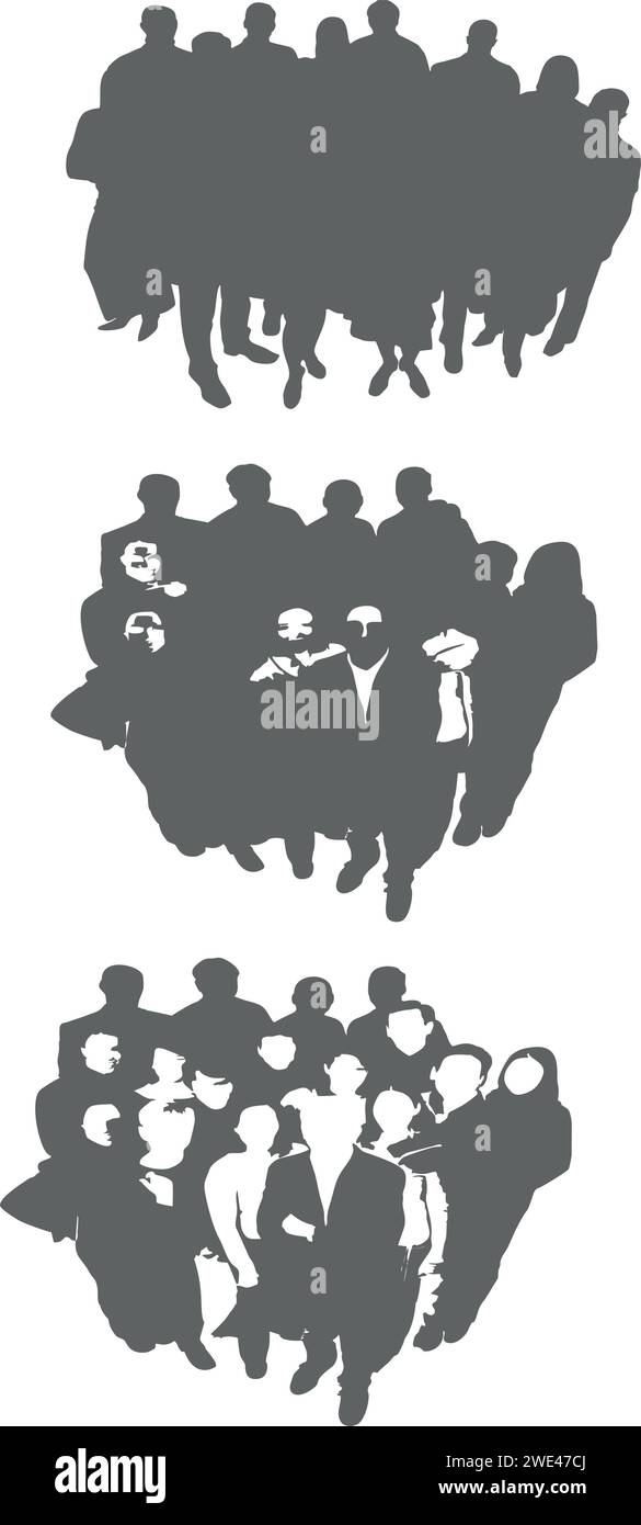 black and white people with white backgrund Stock Vector