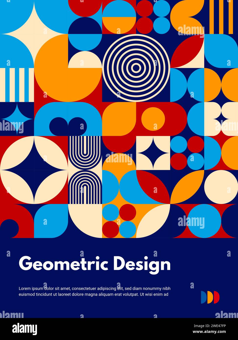 Modern abstract poster with geometric Bauhaus pattern. Business ...