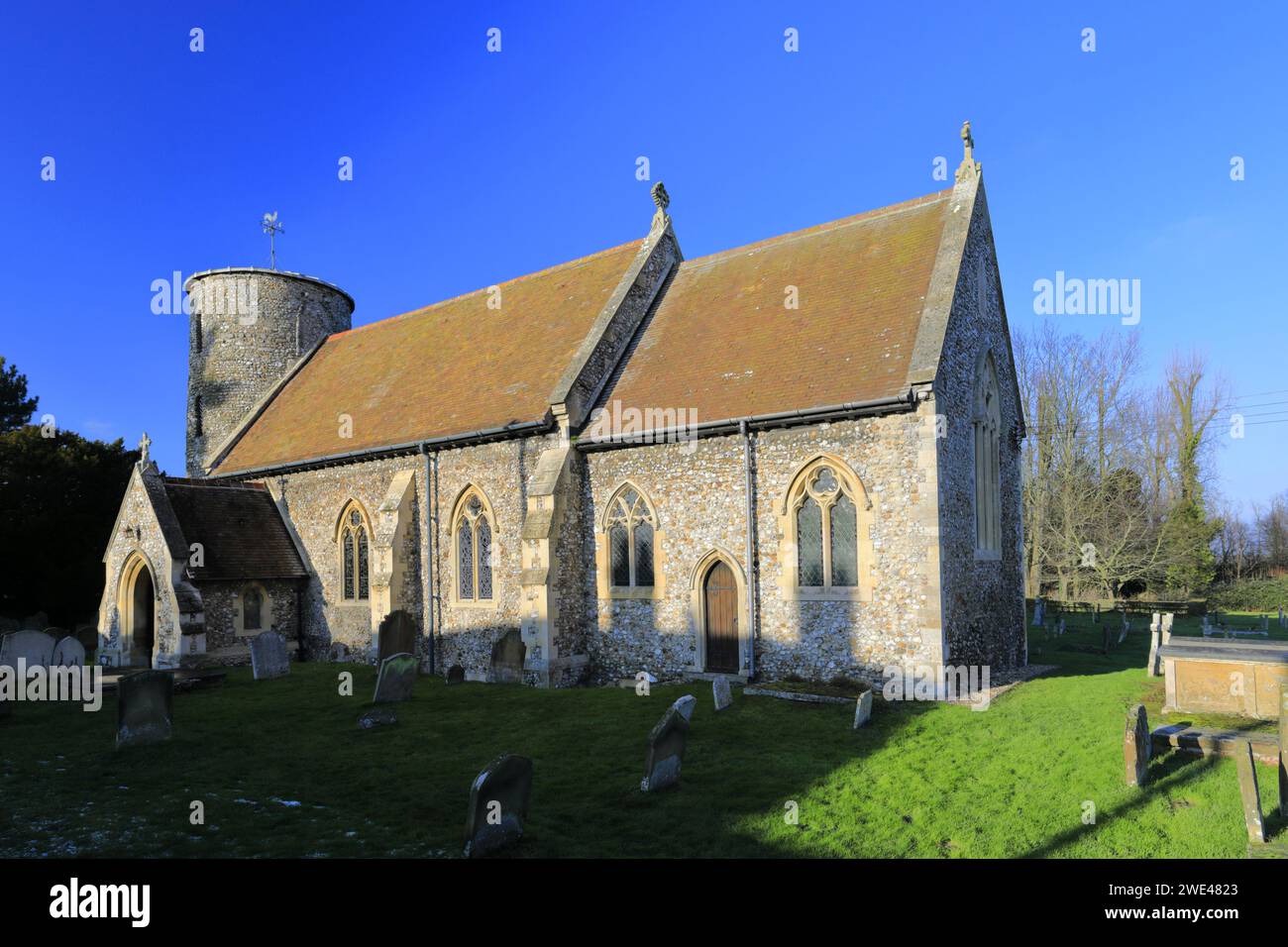 St Marys church, Burnham Deepdale village; North Norfolk; England; UK Stock Photo