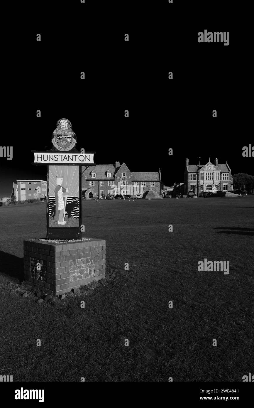 The Hunstanton town sign, North Norfolk, England, UK Stock Photo Alamy