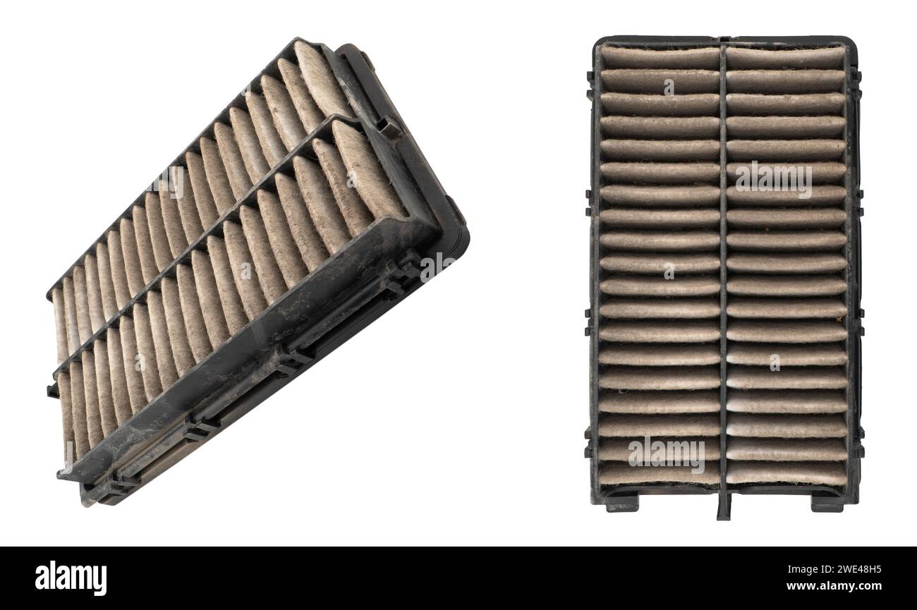 Used car cabin charcoal air filter texture background. Dirty carbon car