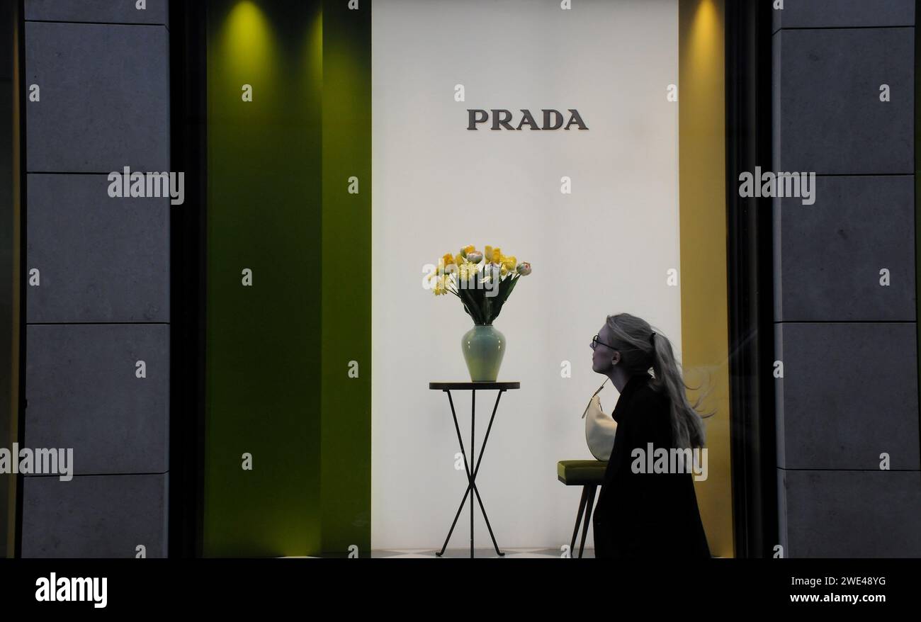 Copenhagen, Denmark /23 January 2024/. Prada store on stroeget in ...