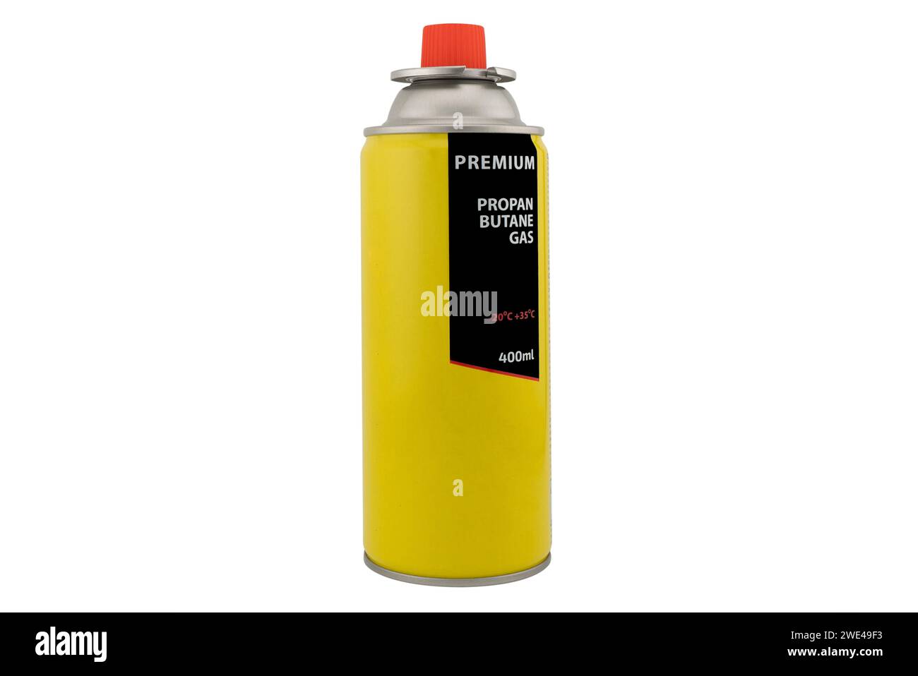 Portable gas cylinder isolated on white background. Camping gas stove