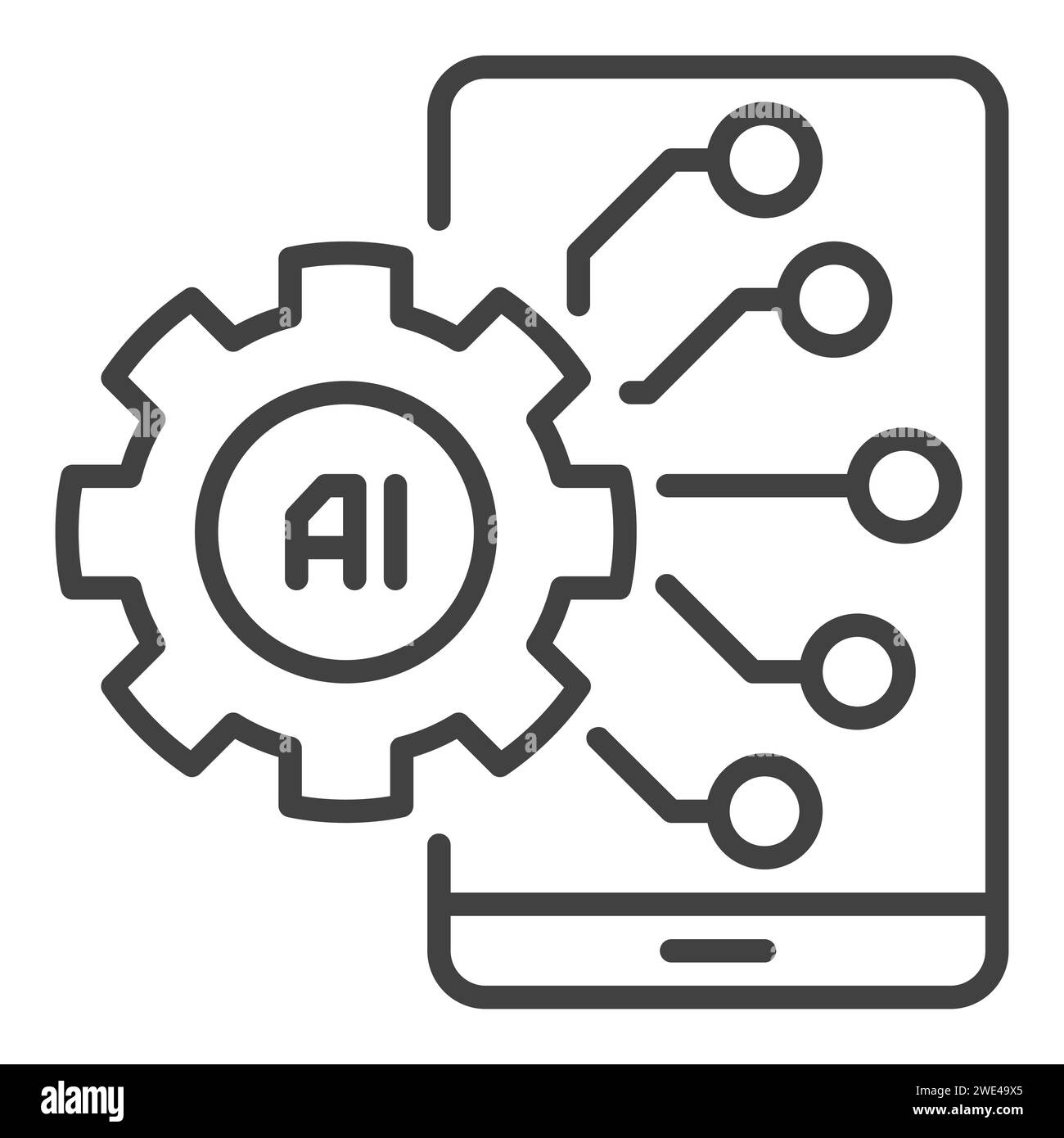 AI Smartphone with Cog Wheel vector Artificial Intelligence Settings ...