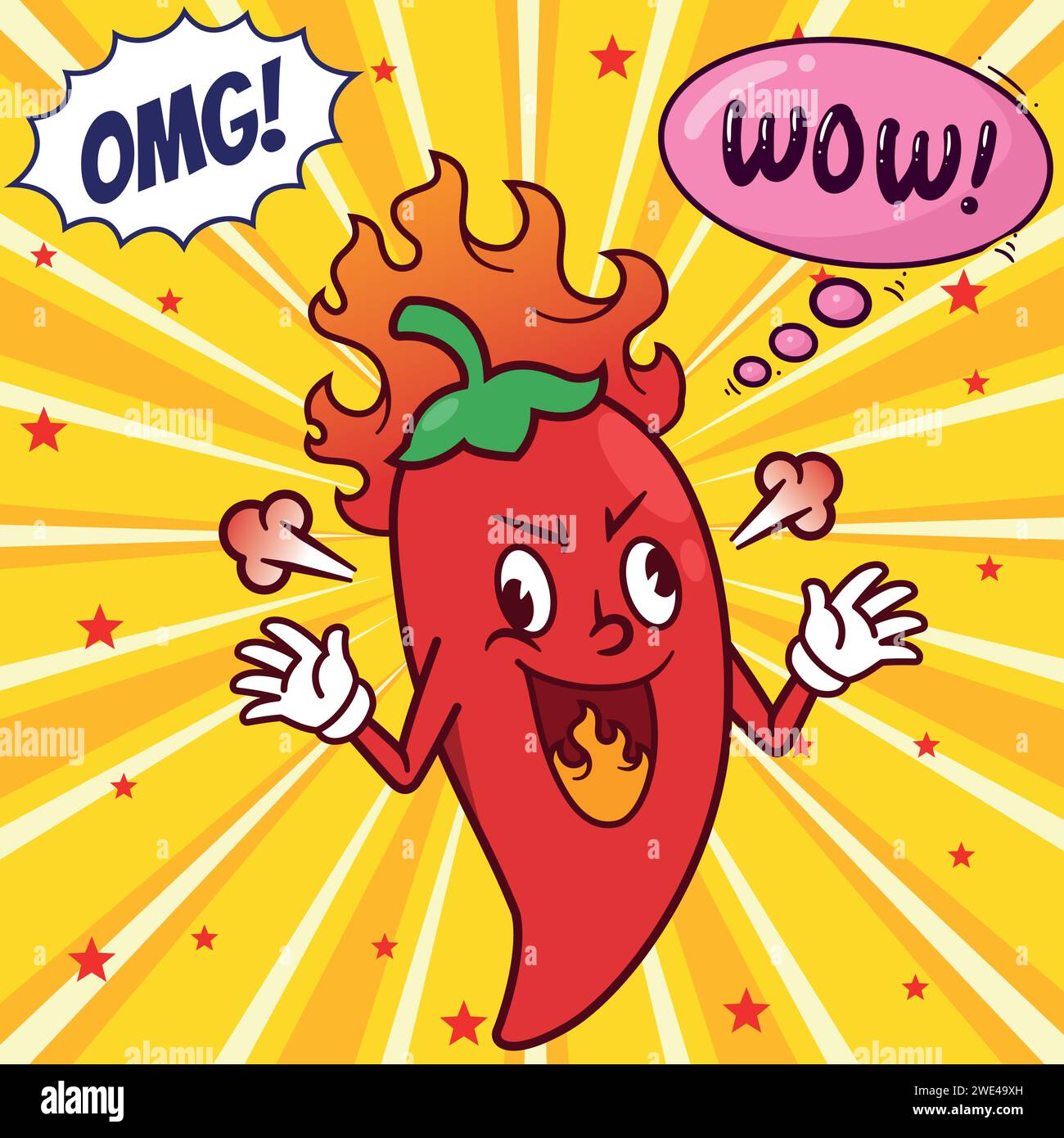 hot food red chili pop art Stock Vector Image & Art - Alamy