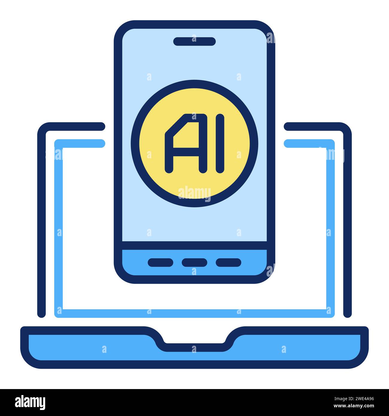 Artificial Intelligence Smartphone and Laptop Computer with vector AI ...
