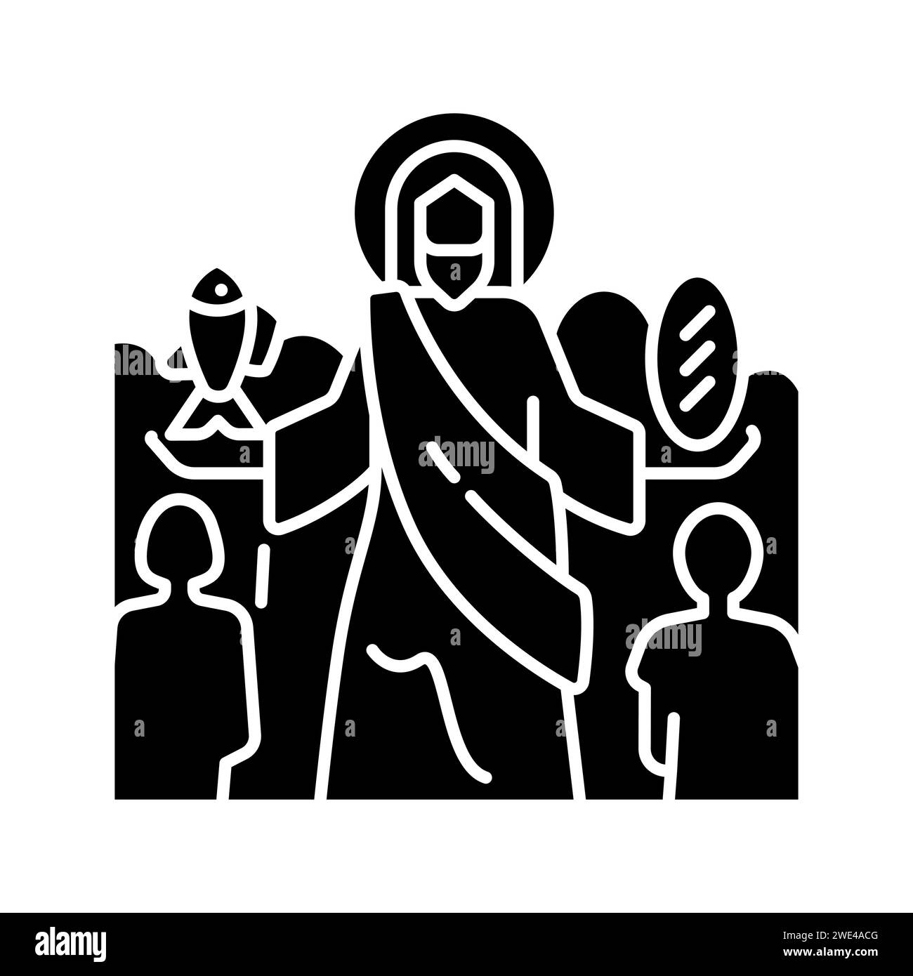 Feeding of five thousands black glyph icon Stock Vector Image & Art - Alamy