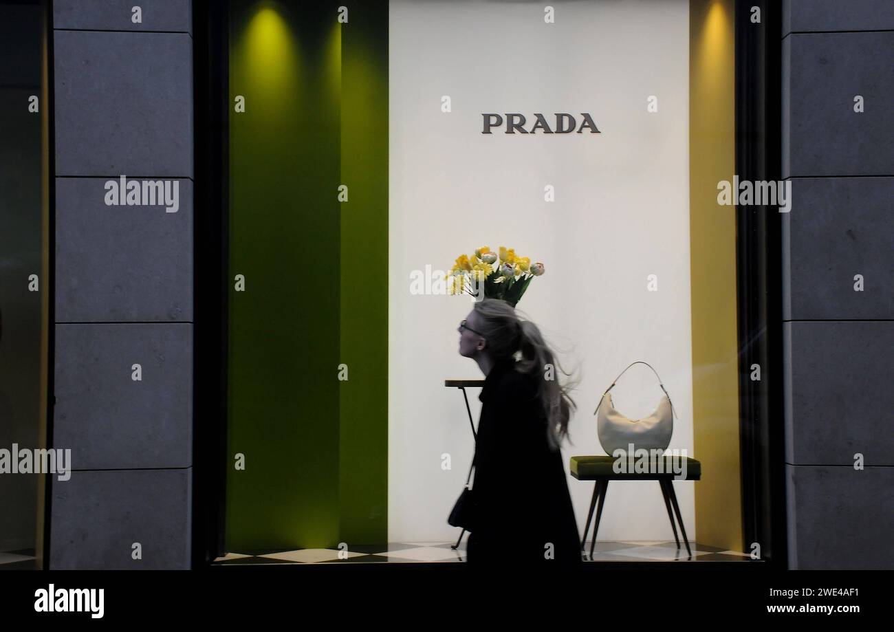 Copenhagen, Denmark /23 January 2024/. Prada store on stroeget in ...