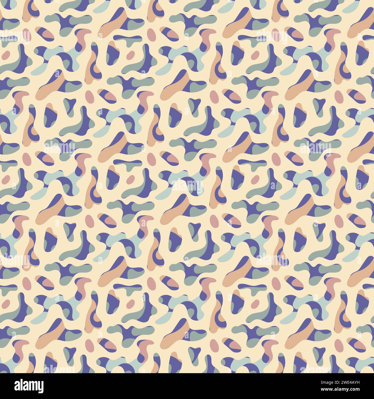 Freeform blob shapes pattern. Abstracts amoeba seamless pattern, freeform organic elements. Stock Vector