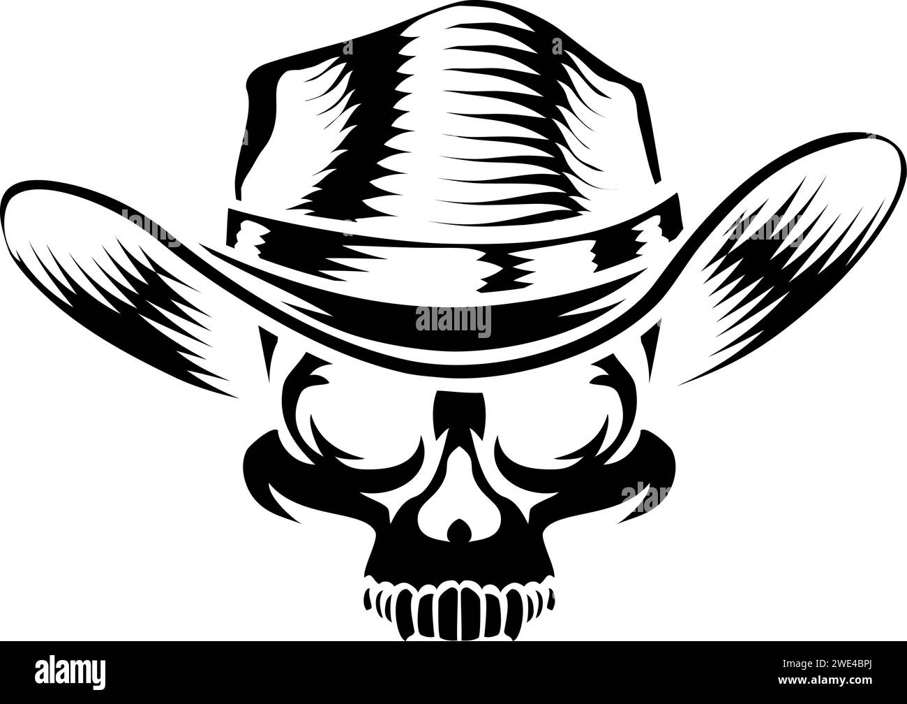 Skull Cowboy Hat Grim Reaper Cartoon Stock Vector Image & Art - Alamy