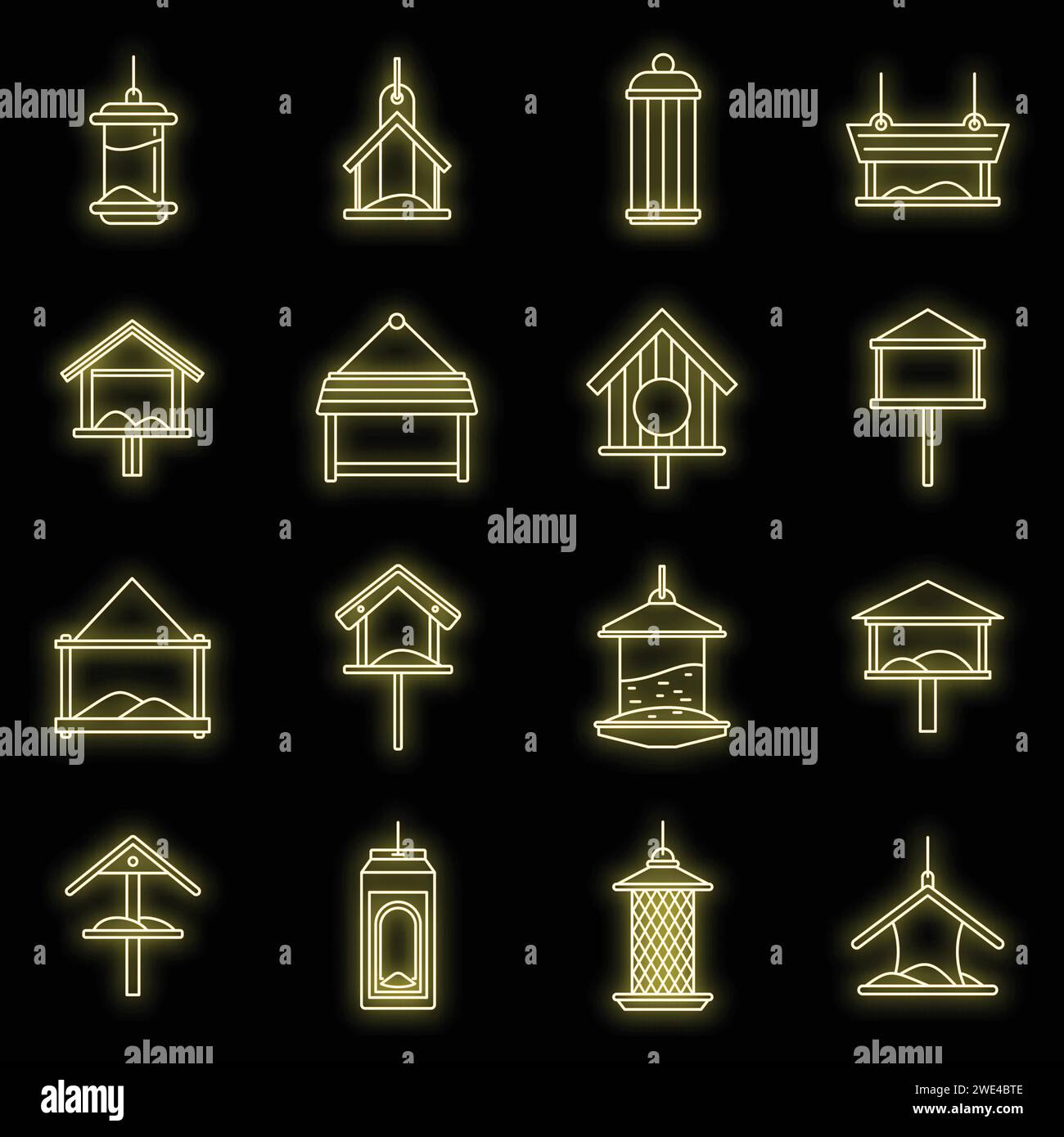 City bird feeders icons set. Outline set of city bird feeders vector