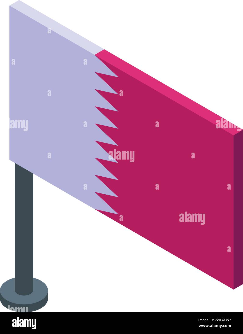 Qatar flag icon isometric vector. Notable crowd arena. Sport city Stock