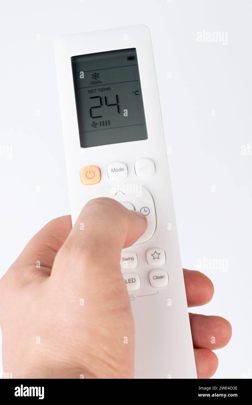 Increasing temperature theme. Use air conditioner remote control with