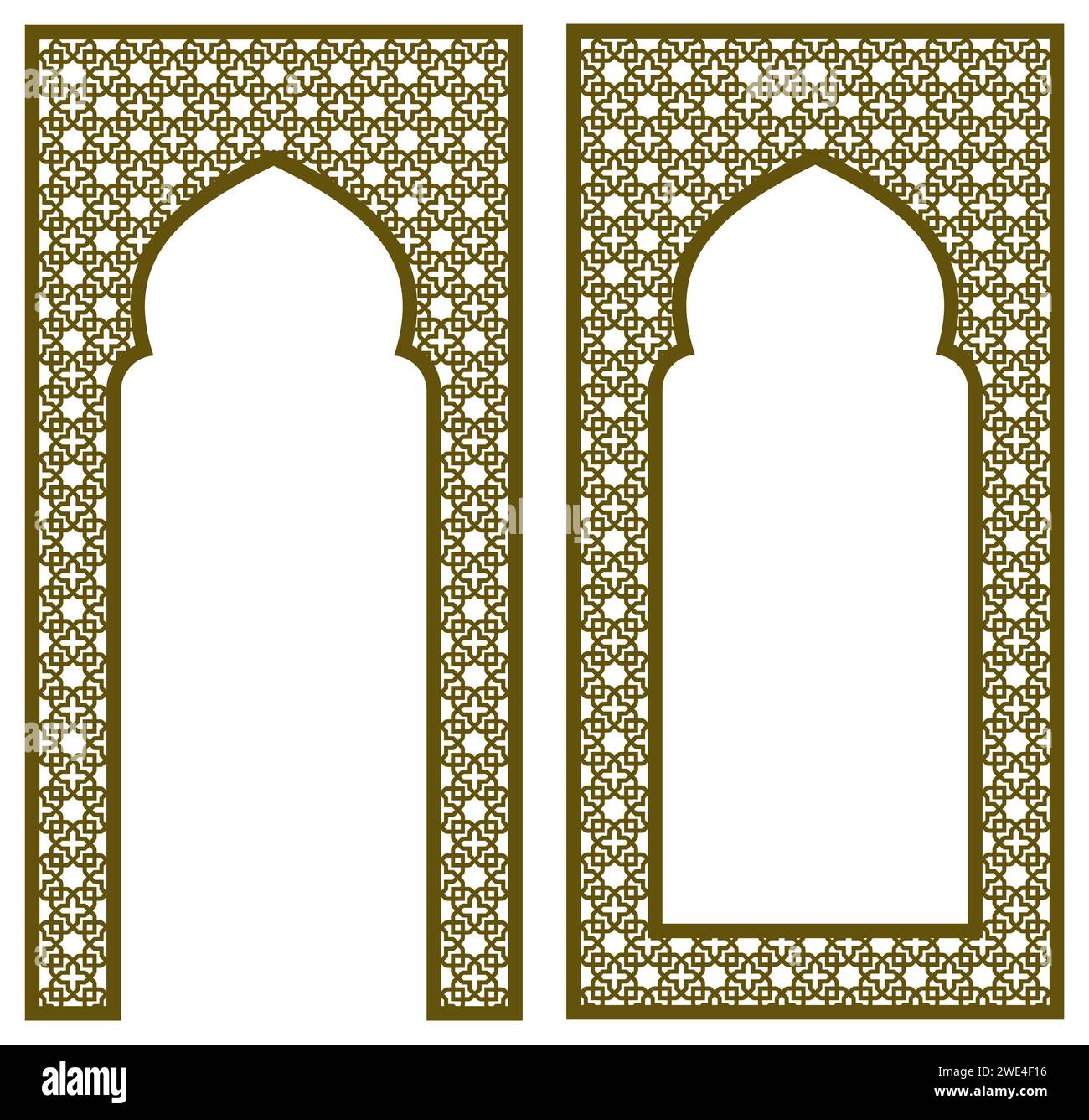 Rectangular frame and arch with traditional Arabic ornament for ...
